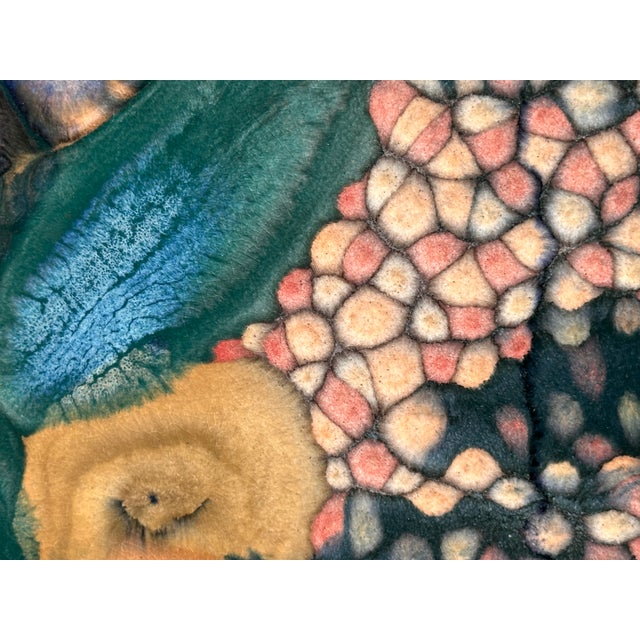 1960s Hand-Painted Ceramic Art Wall Panel or Tile with Flower & Plant Motifs by Traute Lossau for Kupfermühle KMK Keramik, West Germany, 1960s For Sale - Image 5 of 18