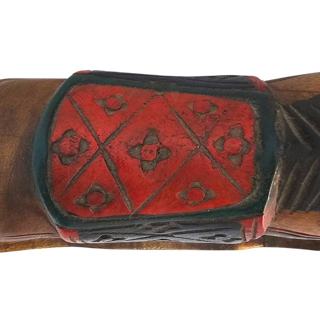 Mid-Century Mexican Folk Art Hand-Carved Polychrome Wooden Rocking Horse For Sale - Image 12 of 16
