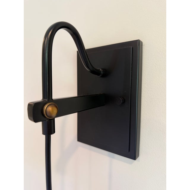Industrial Blackened Brass & Antique Brass Hanging Glass Wall Sconces - a Pair For Sale In San Francisco - Image 6 of 6