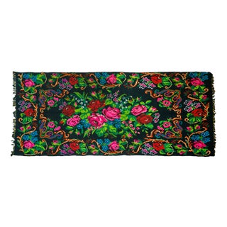 Vintage Handwoven Wool Runner Rug, 1960s For Sale