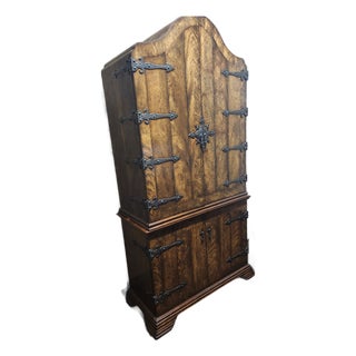 Spanish Style Crotch Walnut Drinks Cabinet For Sale