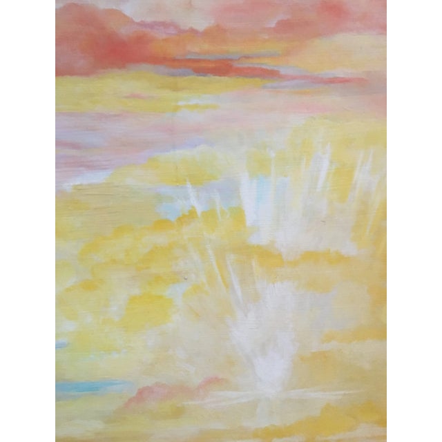 Yellow Large Vintage Mid Century Abstract Oil Painting 1977 Signed 48x35 For Sale - Image 8 of 11