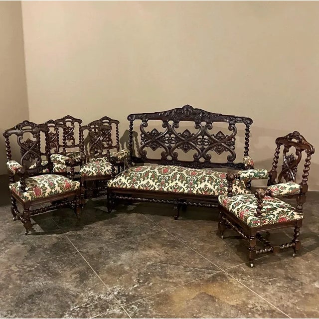 Pair 19th Century Napoleon III Period Louis XIV Style Armchairs ~ Fauteuils is a superlative example of the revival of...