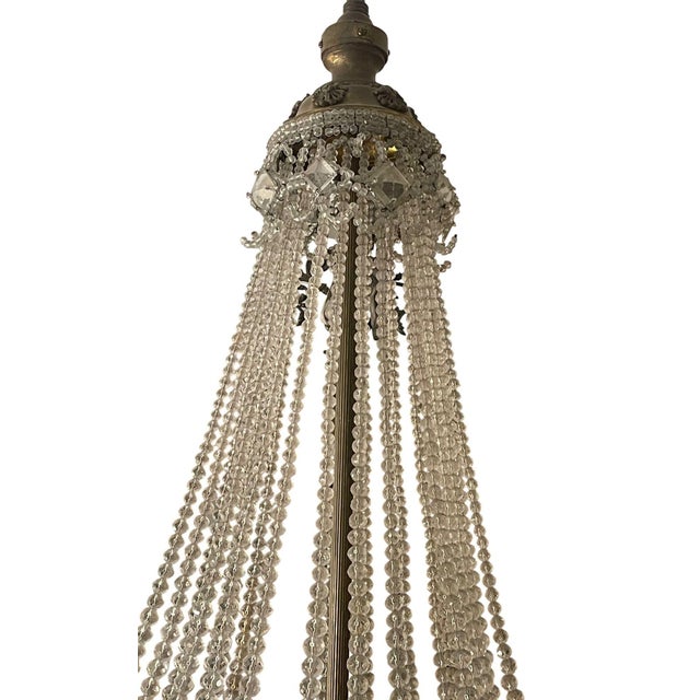 19th Century French Empire Beaded Crystal & Bronze Chandelier For Sale In Los Angeles - Image 6 of 10