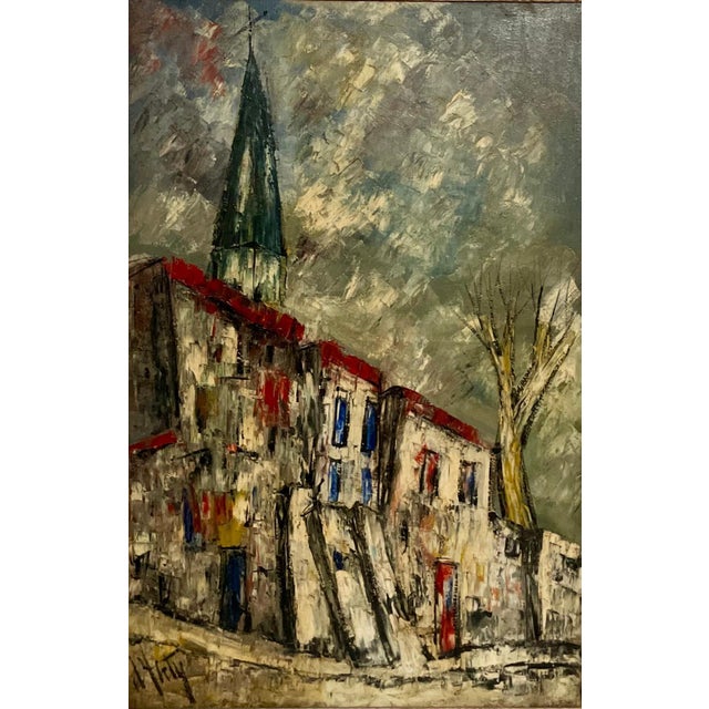 Henri D'Anty Henri D'Anty, French Modernist Henri d'Anty Abstract Town Landscape Oil Painting Ecole d'Paris For Sale - Image 4 of 12