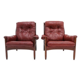 Pair of Swedish Highback Armchairs “Hoffman” by Gunnar Kentemol for Göte Möbler, 1970 For Sale