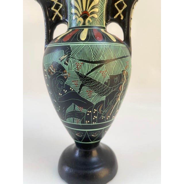 Sculpture Materials Vintage Neoclassical Black Greek Amphora Vase For Sale - Image 7 of 9