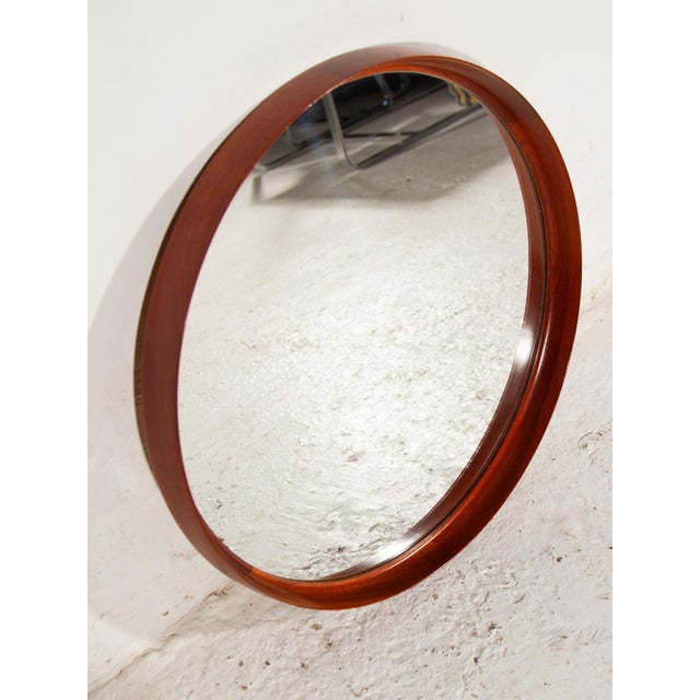 Luxus Round Mirror in Teak by Uno & Östen Kristiansson for Luxus, 1960s For Sale - Image 4 of 9