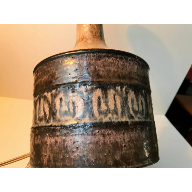 Boho Chic Vintage Danish Stoneware Table Lamp by Jette Hellerøe for Axella, 1970s For Sale - Image 3 of 9