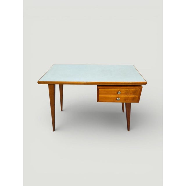 Mid-Century Italian Desk and Chair with Suspended Bookcase in the style of Gio Ponti, 1950, Set of 3 For Sale - Image 15 of 18