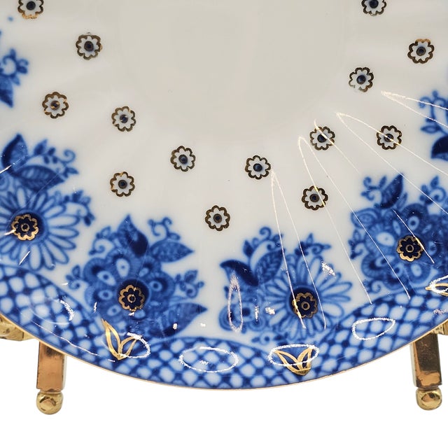 Lomonosov Imperial Russian Porcelain Bridesmaid Basket Teacup and Saucer, Hand Decorated For Sale - Image 9 of 12