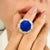 5.5CTW Lapis Diamond Adjustable Cocktail Ring in 14K Solid Yellow Gold Ring featuring natural lapis lazuli of 5.57 carats...