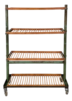 Industrial Italian Cart in Wood and Green Metal, 1920s