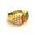 Metal Bochic “Orient” Red Ruby, Green Emerlad & Pearl Ring Set 18K Gold & Silver, Size 6 For Sale - Image 7 of 11