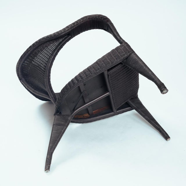 Set of Sculptural Rattan Tripod Armchairs, 1980s For Sale - Image 5 of 18