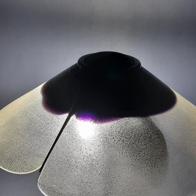 Modernist Purple Glass Table Lamp with Satin Curved Metal, 1970s For Sale - Image 11 of 18