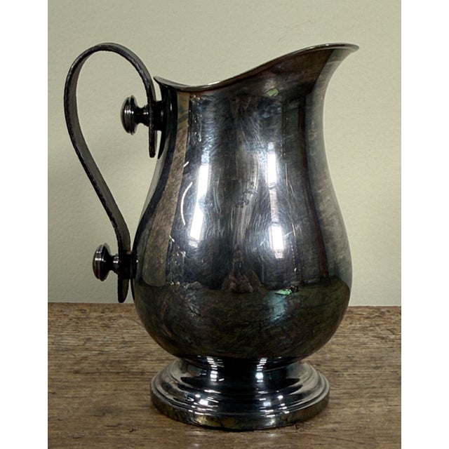 Traditional Vintage Plata Lappas Argentinian Silver Plate Water Pitcher W/ Leather Handle For Sale - Image 3 of 9