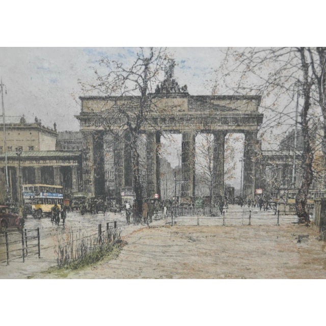 Impressionist Luigi Kasimir "Brandenburg Gate" Color Etching / Estate Signed For Sale - Image 3 of 10