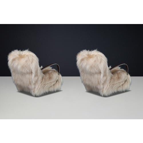 Lounge Chairs in Icelandic Sheepskin from Jindřich Halabala, 1940s, Set of 2 For Sale - Image 12 of 18