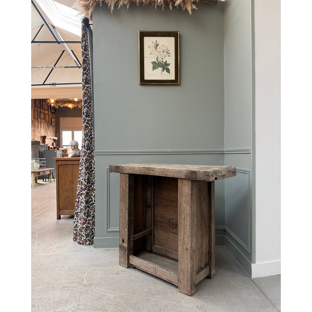 Brutalist Small Vintage Oak Workbench, 1950s For Sale - Image 3 of 12