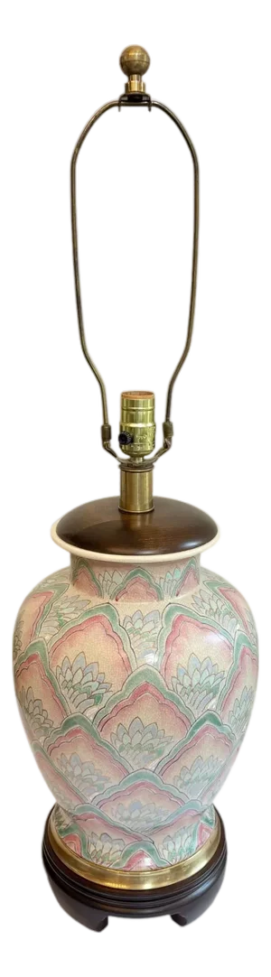 Late 20th Century Frederick Cooper Pink and Teal Urn Lamp