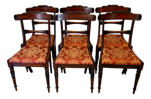 Antique Regency Carved Rosewood Dining Chairs, 1830, Set of 6