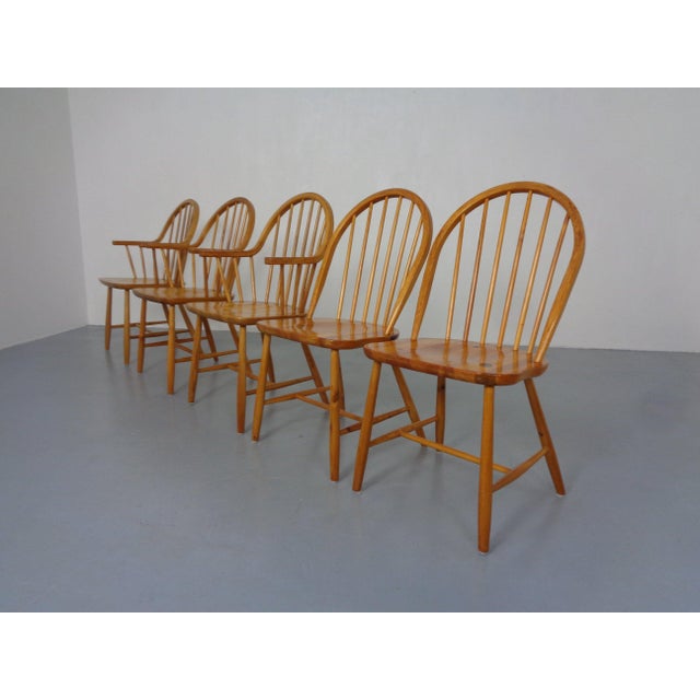 Set of 5 chairs by Erik Ole Jørgensen for Tarm Stole Møbelfabrik. 3 of them have armrests. This piece has an attribution...