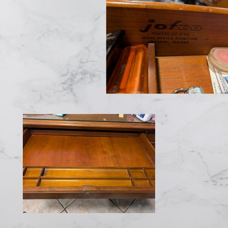 1950s Jofco Brand Walnut Executive Office Desk For Sale - Image 4 of 12