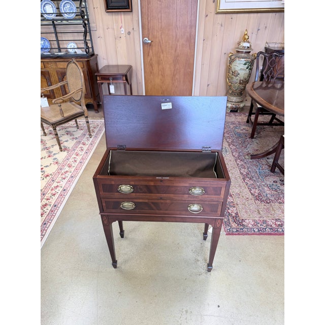 Late 20th Century Late 20th Century Hekman Inlaid Mahogany Flatware Storage Chest on Stand For Sale - Image 5 of 11