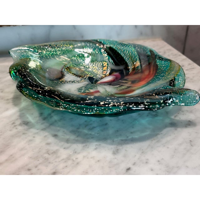 Mid 20th Century Leaf Shaped Art Glass Catchall or Ashtray in the Manner of Murano For Sale - Image 5 of 8