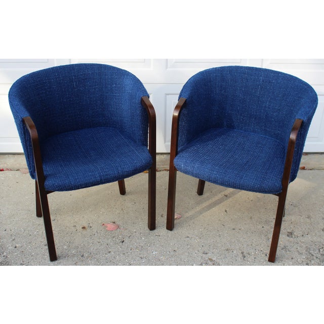 Dunbar Furniture Pair of 1960s Round Back Armchairs Attributed to Ed Wormley for Dunbar For Sale - Image 4 of 12