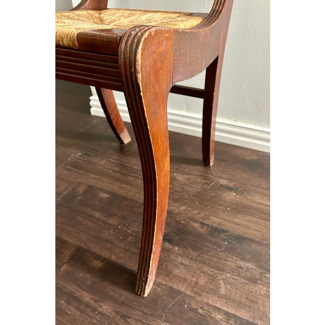 Vintage Tell City Mahogany Harp Back Rush Seat Chair For Sale - Image 9 of 12