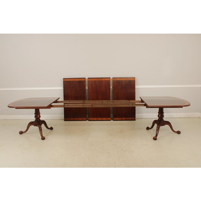 Ethan Allen Banded Mahogany Clawfoot Dining Room Table For Sale - Image 11 of 18