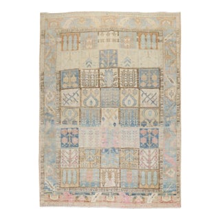 Zabihi Collection Vintage Garden Box Persian Bakhtiari Rug - 6' x 8'4" For Sale