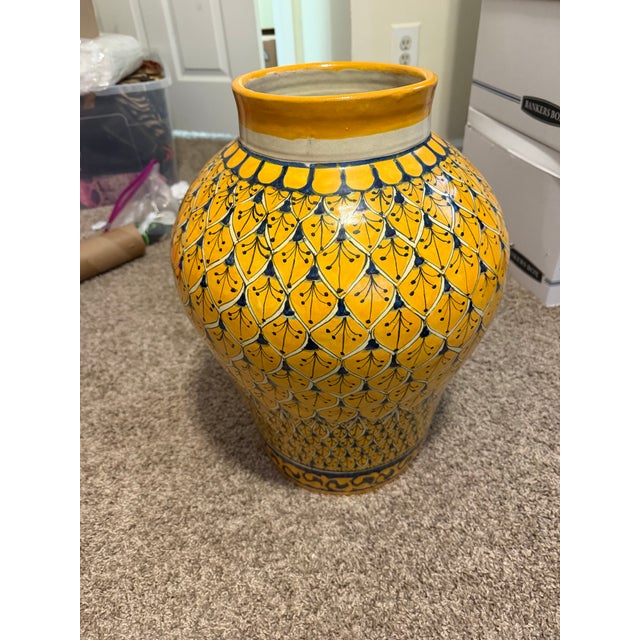 Casal Mexican Hand Painted Folk Art Pottery Floor Planter Jar 19” Weighs about 35 to 45 pounds Signed on bottom Excellent...