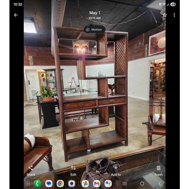 Asian Asian Latticwork Etagere Bookcase For Sale - Image 3 of 6
