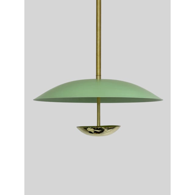 2020s Mint Matte Finish Metal Pendant - Handmade Brass Light Fixture For Sale - Image 5 of 8