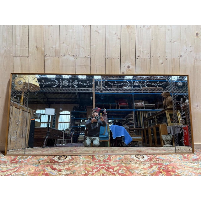 Wood Venetian Art Nouveau Style Bistro Mirror, 1960s For Sale - Image 7 of 9