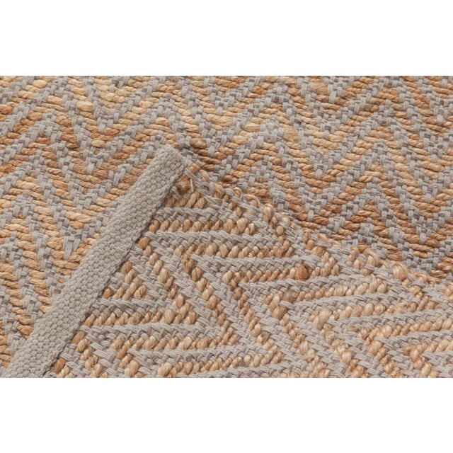 Early 21st Century Modern Chevron Pattern in Gold and Gray Flat-Weave Rug by Doris Leslie Blau For Sale - Image 5 of 5