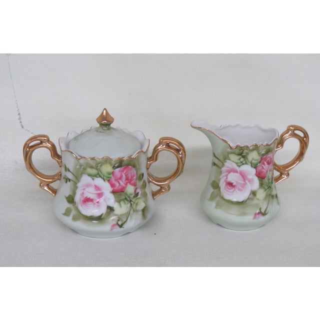 Traditional Letson China Heritage Rose Floral Painted 11 Piece Tea Set 4409b For Sale - Image 3 of 12