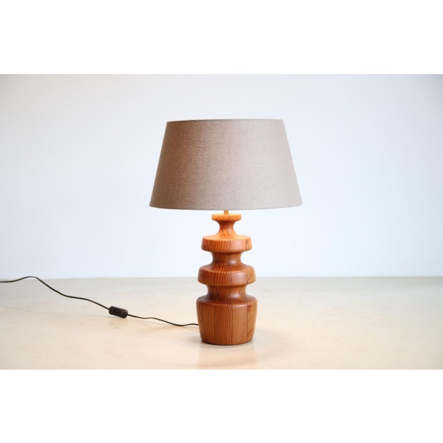 Wooden Table Lamp in Pine Wood by Lystella Sweden, 1960s For Sale - Image 4 of 6