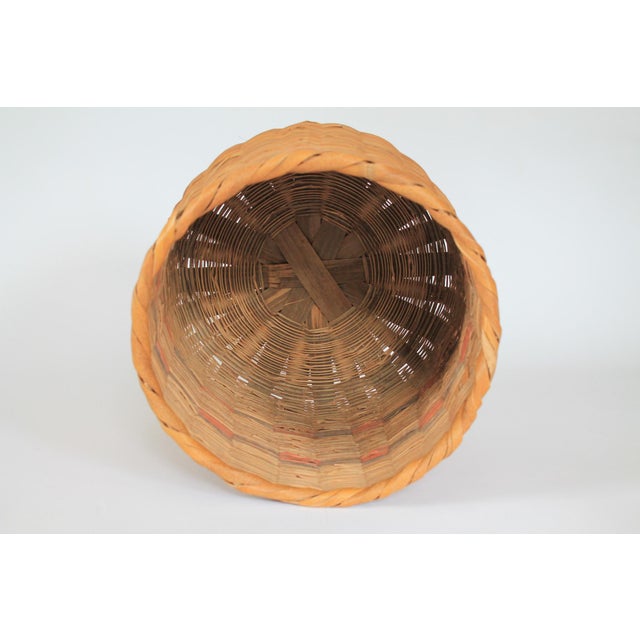 Wood Vintage Lidded Woven Wicker Basket For Sale - Image 7 of 10