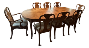 Vintage Romweber Burl Wood Dining Table and 10 Chairs