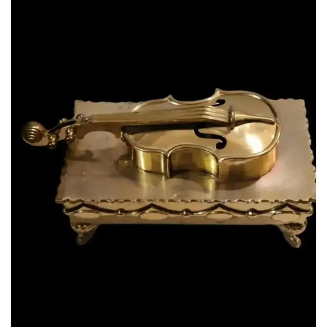 Vintage Large Brass Hinged Violin Storage Box For Sale - Image 12 of 12