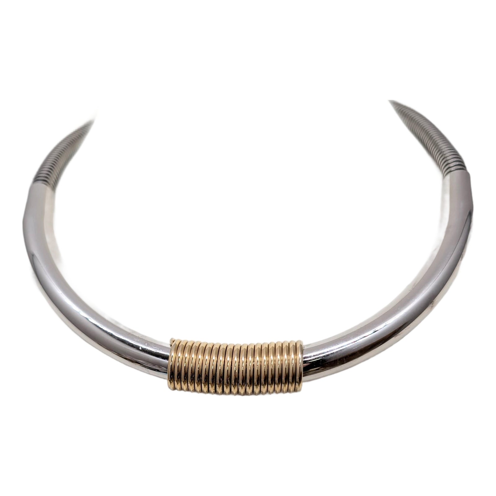 Vintage 1970s Signed Napier Rhodium Plated Goldtone Wrapped Collar ...