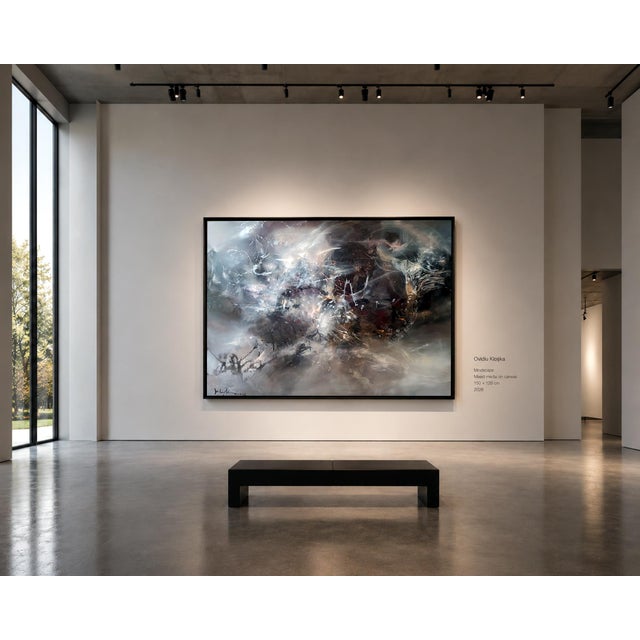 Contemporary Ovidiu Kloska, The Nocturnal Hour of Violent Blooming, Mixed on Canvas For Sale - Image 3 of 11