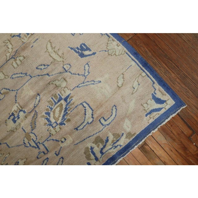 Textile Royal Blue Beige Vintage Turkish Room Size Rug - 8'1" x 10'9" For Sale - Image 7 of 13
