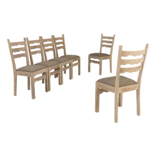 1950s French Oak Dining Chairs With Upholstered Seats - Set of 6 For Sale