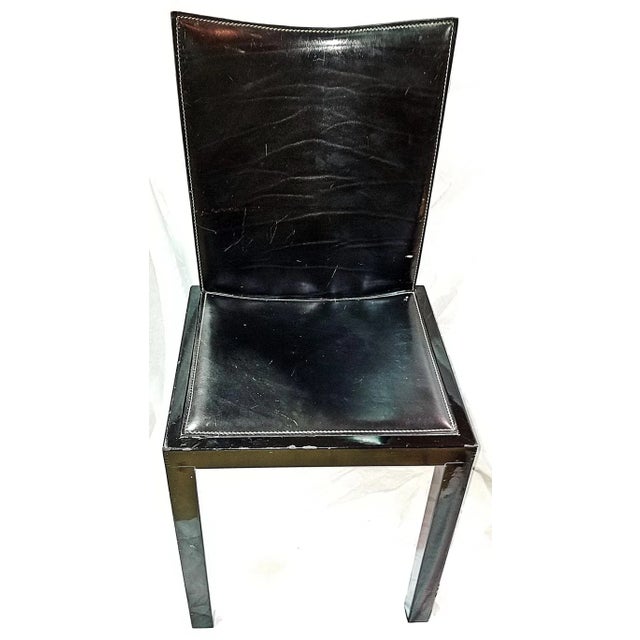 Modern 1970s Italian Modern Leather Desk Side Chair For Sale - Image 3 of 9