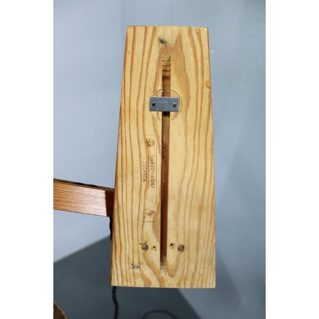 Mid-Century Adjustable Wooden Wall Light with Rattan Shade, 1970s For Sale - Image 11 of 13